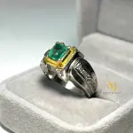Natural Emerald Ring in Sterling Silver - Handmade Jewelry - May Birthstone Gift