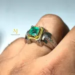 Natural Emerald Ring in Sterling Silver - Handmade Jewelry - May Birthstone Gift