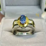 Natural Blue Sapphire Ring • Sterling Silver • Gold Plated • Handmade Jewelry