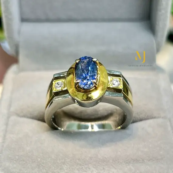 Natural Blue Sapphire Ring • Sterling Silver • Gold Plated • Handmade Jewelry