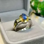 Natural Blue Sapphire Ring • Sterling Silver • Gold Plated • Handmade Jewelry