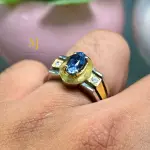 Natural Blue Sapphire Ring • Sterling Silver • Gold Plated • Handmade Jewelry