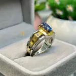 Natural Blue Sapphire Ring • Sterling Silver • Gold Plated • Handmade Jewelry