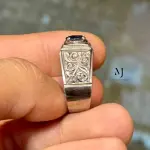 Natural Blue Sapphire Ring • Handmade Sterling Silver Men's Gemstone Ring