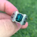 Indicolite Tourmaline Ring • Handmade Sterling Silver Ring • October Birthstone