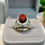 Natural Malaya Garnet Cabochon Ring 925 Silver Handmade Hand-Engraved Jewelry