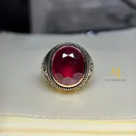 Natural Ruby Sterling Silver Ring • Gold Plated Handmade Men’s Statement Jewelry