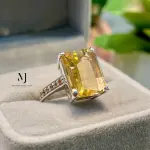 Natural Citrine Ring Sterling Silver Handmade Rectangular Pixel Cut Ladies Ring