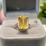 Natural Citrine Ring Sterling Silver Handmade Rectangular Pixel Cut Ladies Ring