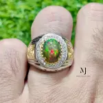 Ethiopian Black Opal Ring 925 Silver Gold Plated Cabochon Handmade Jewelry