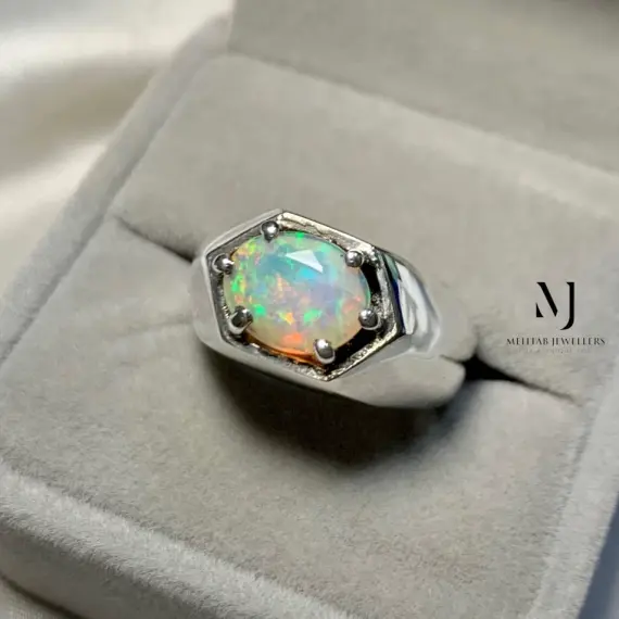 Natural Ethiopian Opal Ring • Sterling Silver 925 • Handmade Jewelry Gift