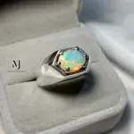 Natural Ethiopian Opal Ring • Sterling Silver 925 • Handmade Jewelry Gift