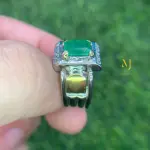Natural Emerald Ring • Sterling Silver Handmade • Gold & Rhodium Plated Jewelry