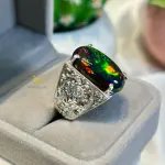 Natural Ethiopian Black Opal Ring | Sterling Silver Handmade Hand-Engraved Ring