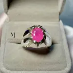 Natural Ruby Men’s Ring Sterling Silver 925 Handmade Oval Cut Red Ruby Jewelry