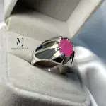 Natural Ruby Men’s Ring Sterling Silver 925 Handmade Oval Cut Red Ruby Jewelry