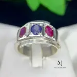 Natural Sapphire & Ruby Ring Sterling Silver 925 • Handmade Gemstone Jewelry