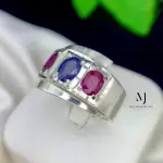 Natural Sapphire & Ruby Ring Sterling Silver 925 • Handmade Gemstone Jewelry