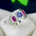 Natural Sapphire & Ruby Ring Sterling Silver 925 • Handmade Gemstone Jewelry