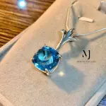 Natural Swiss Blue Topaz Pendant Sterling Silver 925 with Chain | Women’s Jewelr