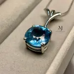 Natural Swiss Blue Topaz Pendant Sterling Silver 925 with Chain | Women’s Jewelr