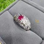 Natural Ruby Sterling Silver Ring | Hand Engraved Men’s Statement Jewelry