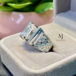 Moissanite Emerald Cut Ring 4.00ct D-Color Sterling Silver 925 Hand Engraved