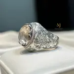 Natural Topaz Sterling Silver Ring | Handmade Hand-Engraved Statement Jewelry