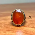 Natural Brown Agate Ring for Men in 925 Sterling Silver | Handmade Statement