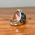 Natural Brown Agate Ring for Men in 925 Sterling Silver | Handmade Statement