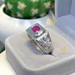 Natural Ruby Ring for Men | Hand Engraved Sterling Silver 925 Statement Jewelry