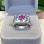 Natural Ruby Ring for Men | Hand Engraved Sterling Silver 925 Statement Jewelry