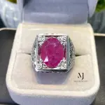 Natural Ruby Silver Ring | Hand Engraved 925 Sterling Silver Men’s Statement Jewelry