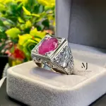 Natural Ruby Silver Ring | Hand Engraved 925 Sterling Silver Men’s Statement Jewelry