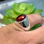 Natural Garnet Ring - Sterling Silver 925 Handmade Ring - Ring For Men.