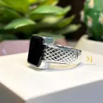 Natural Black Agate Ring - Sterling Silver Handmade Ring - Gift For Him - Rings.