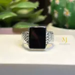 Natural Black Agate Ring - Sterling Silver Handmade Ring - Gift For Him - Rings.