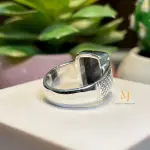 Natural Black Agate Ring - Sterling Silver Handmade Ring - Gift For Him - Rings.