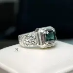 Natural Indicolite Tourmaline Sterling Silver 925 Handmade Hand Engraved Ring.
