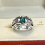 Natural Indicolite Tourmaline Sterling Silver 925 Ring - Men's Tourmaline Ring