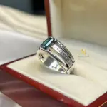 Natural Indicolite Tourmaline Sterling Silver 925 Ring - Men's Tourmaline Ring