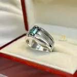 Natural Indicolite Tourmaline Sterling Silver 925 Ring - Men's Tourmaline Ring