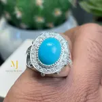 Natural Turquoise Sterling Silver 925 Handmade Ring For Men - Real Feroza Ring.