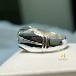 Fancy Intense Bluish Green Moissanite Sterling Silver Handmade Ring For Men