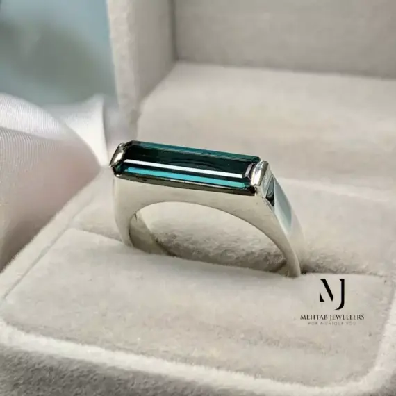 Indicolite Tourmaline Sterling Silver Handmade Ring - Unisex Tourmaline Ring