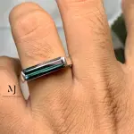 Indicolite Tourmaline Sterling Silver Handmade Ring - Unisex Tourmaline Ring