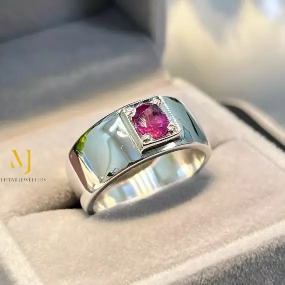 Natural Purple Sapphire Ring - Sterling Silver 925 Handmade Ring Band