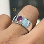 Natural Purple Sapphire Ring - Sterling Silver 925 Handmade Ring Band