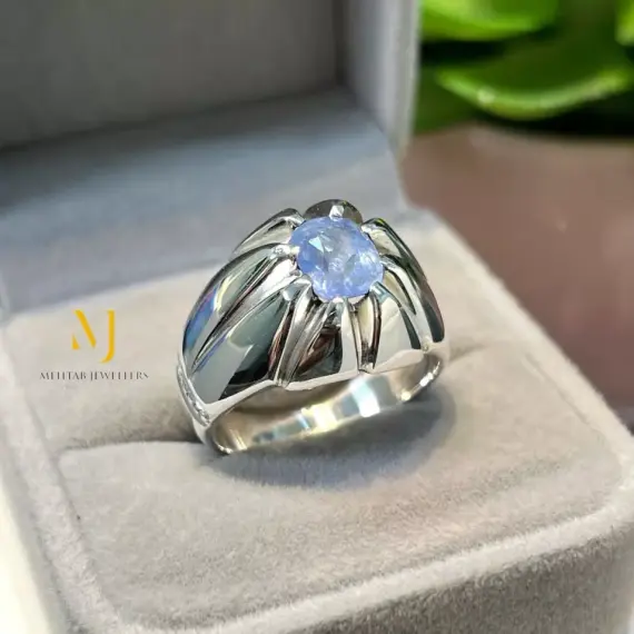 Natural Blue Sapphire Sterling Silver 925 Handmade Ring - September's Birthstone