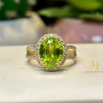 Natural Peridot Solid Gold Ring For Her - Special Gift For Her